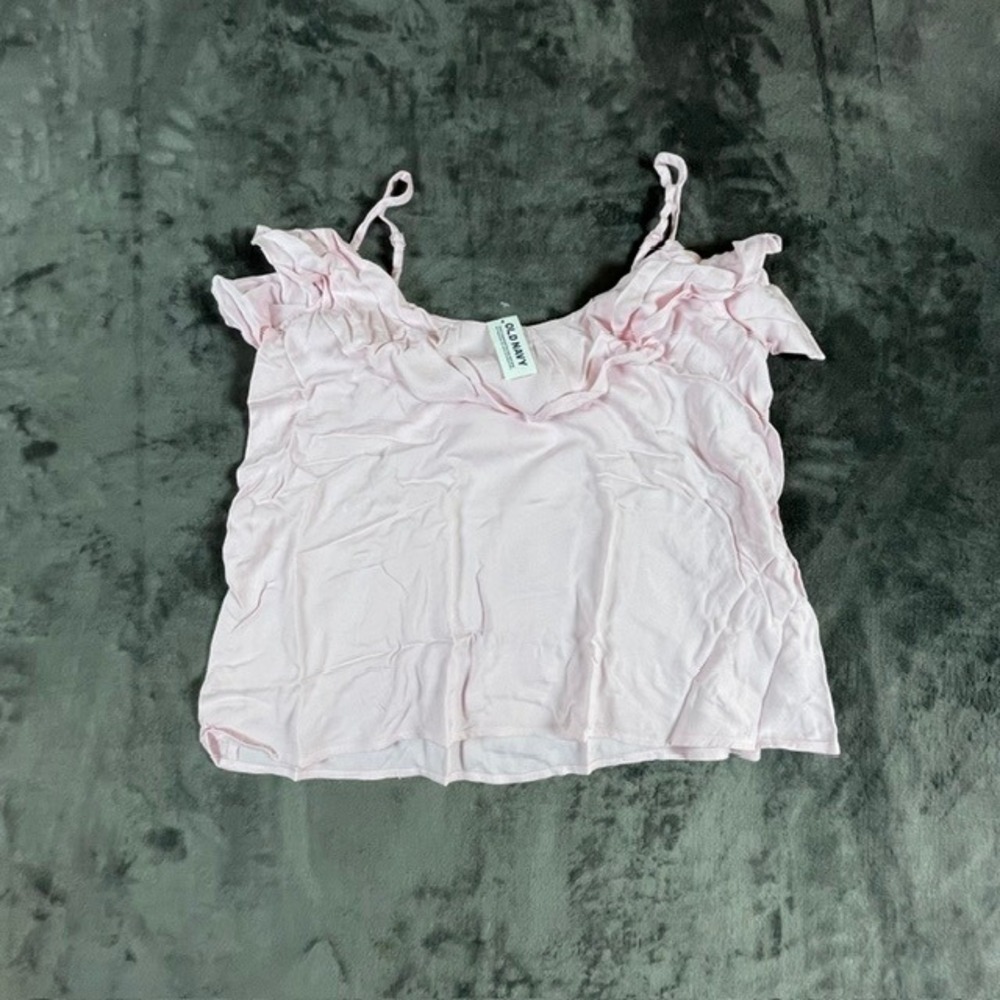 Old Navy Pink Ruffle Cami Adjustable Strap Tank Top 908822-00-1 L